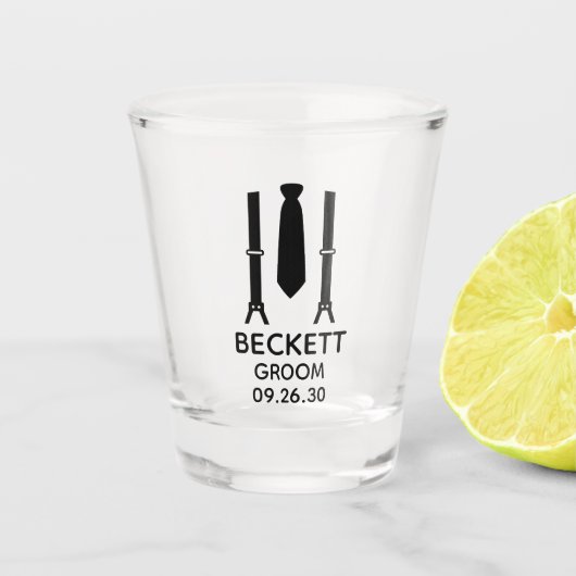 Verre A Shot Costume noir pour le marié (Devant)