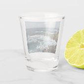 Verre A Shot Côte rocheuse d'Aruba et océan bleu (Dos)