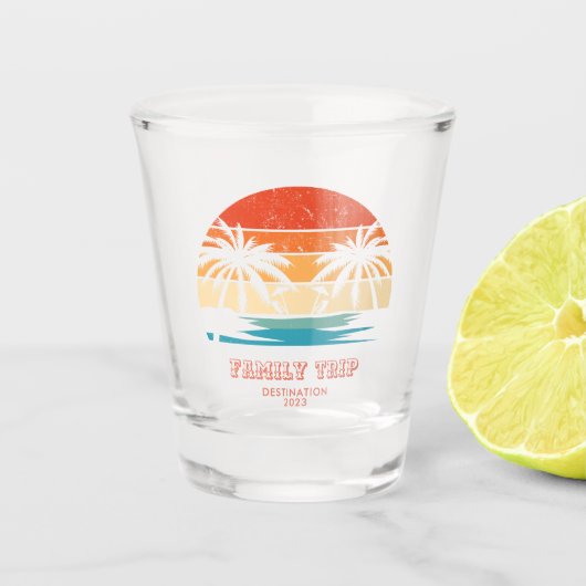 Verre A Shot Coucher de soleil Rétro Voyage famille Plage Palm (Devant)