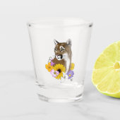 Verre A Shot Cougar Mountain Lion Puma Fleurs (Devant)