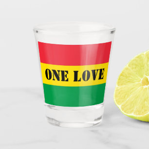Verre A Shot Couleurs Rasta Vert Jaune Rouge Grilles Motif Drap