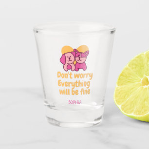 Verre A Shot Couple de chien&Encouragement Vintage