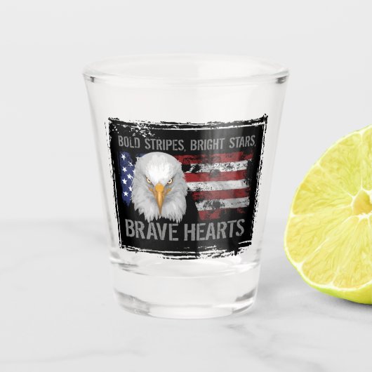 Verre A Shot Courageux Coeurs américains (Devant)