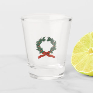 Verre A Shot Couronne de vœux de Noël - Classique rouge et vert