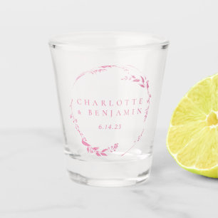 Verre A Shot Couronne rose florale Mariage personnalisé Date
