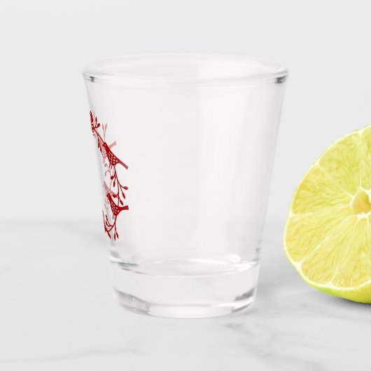 Verre A Shot Couronne scandinave d'oiseaux et de fleurs (Droite)