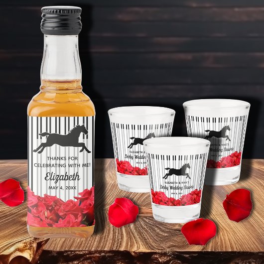 Verre A Shot Course de chevaux Derby Mariage Shower Roses rouge