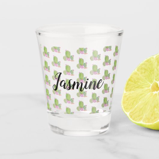 Verre A Shot Coutume de cactus d'aquarelle personnalisée (Devant)