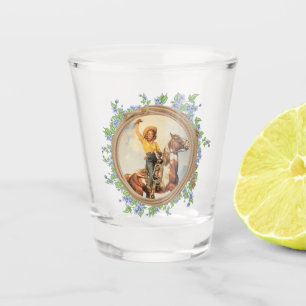 Verre A Shot Cow-girl occidentale vintage avec la corde et les