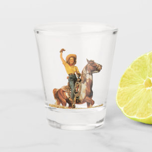 Verre A Shot Cow-girl occidentale vintage sur le cheval et