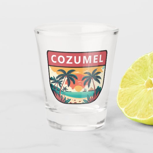 Verre A Shot Cozumel Mexico Retro Emblem (Devant)