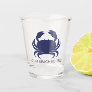 Verre A Shot Crabe Bleu Personnaliser Nom Modern Beach Party