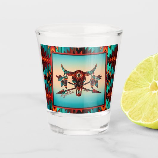 Verre A Shot Crâne de buffle et flèches vitres (Devant)