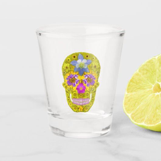 Verre A Shot Crâne de fleurs 3 (Devant)
