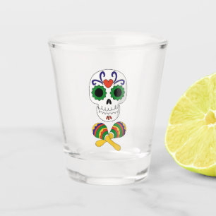 Verre A Shot Crâne de Sucre & Maracas Fête de Día de Muertos