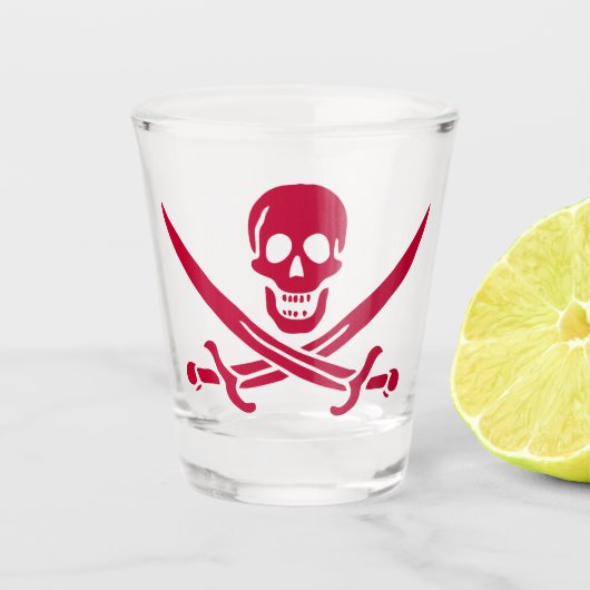 Verre A Shot Crâne et épées de Crimson Drapeau pirate de Calico (Devant)