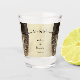 Verre A Shot Crâne Gay M. Et M. Vintage Retro Sepia Mariage