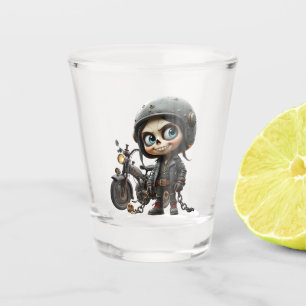 Verre A Shot Crâne Mignon Motard Balade au Clair de Lune à Tr