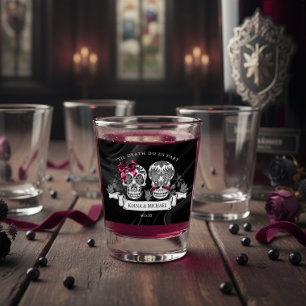 Verre A Shot Crânes Burgundy Hallowedding gothique ID866 