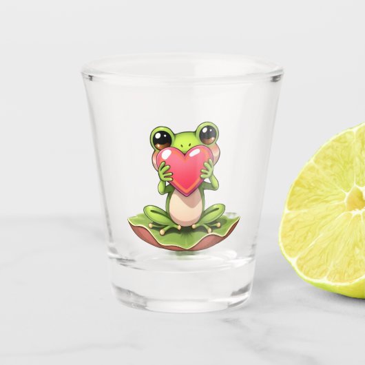 Verre A Shot Crapaud Chibi rose et vert (Devant)