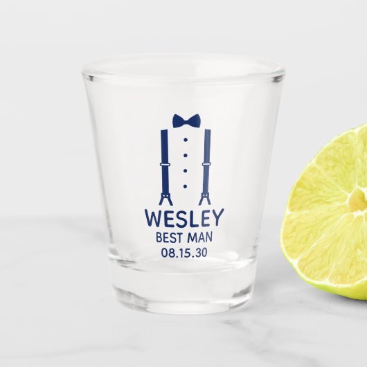 Verre A Shot Cravate Best Man Blue Bow (Devant)