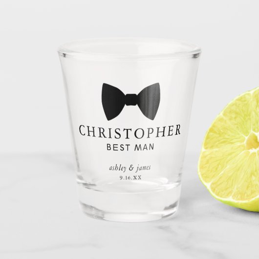 Verre A Shot Cravate Black Bow Best Man Mariage personnalisé (Devant)