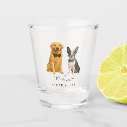 Verre A Shot Cravate Bow personnalisée 2 Mariage animal (Devant)