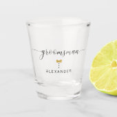Verre A Shot Cravate moderne chic Groomsman Gold Bow Nom (Devant)