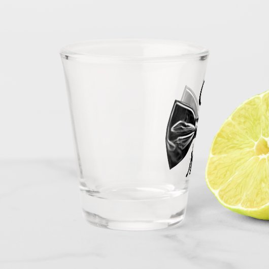 Verre A Shot Cravate noir Faux Bow Monogramme (Gauche)