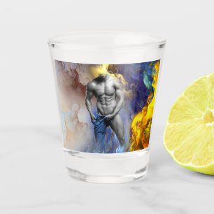 Verre A Shot cri de Joe le glissant physique d'homme musclé en