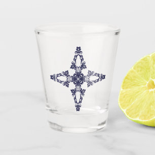 Verre A Shot Croix Chrétienne en Bleu Céleste Art
