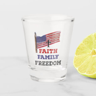 Verre A Shot Croix de la liberté de la famille de foi avec drap