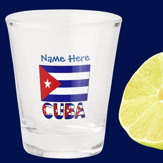 Verre A Shot Cuba et bleu foncé Drapeau cubain Personnalisation
