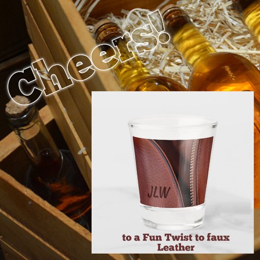 Verre A Shot Cuir Brown avec Zipper ouvert