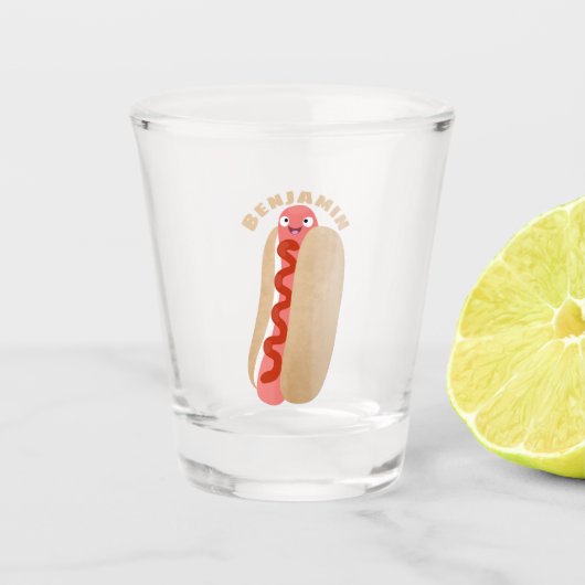 Verre A Shot Curieux hot dog Weiner dessin animé (Devant)