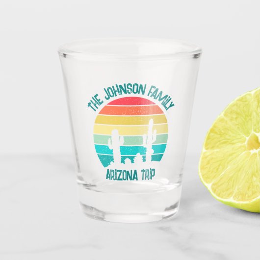 Verre A Shot Custom Cactus Sunset Arizona Desert Triage (Devant)