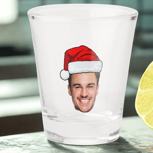 Verre A Shot Custom Face Photo Santa Hat Christmas