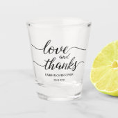 Verre A Shot Custom Love et merci Modern Script Mariage (Devant)