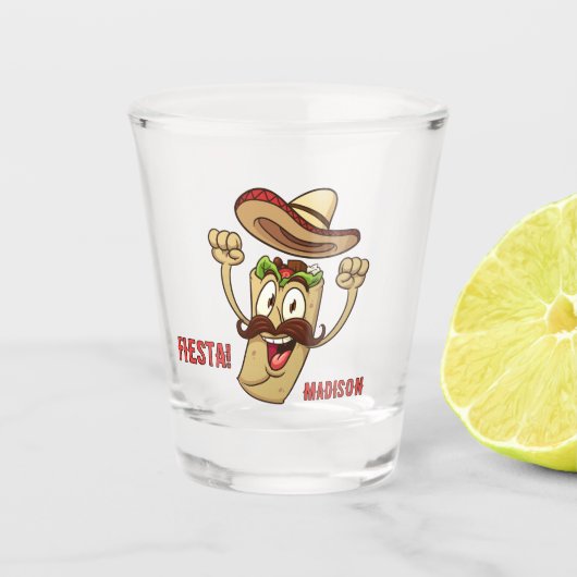 Verre A Shot Custom Name & Text Mexican Fiesta (Devant)