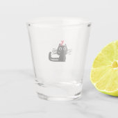 Verre A Shot Cute Black Cat with Heart  Kitten Valentine Classi (Dos)