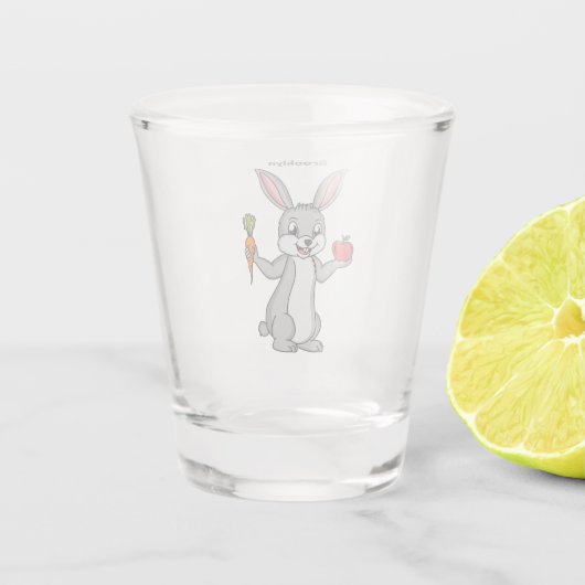 Verre A Shot Cute bunny rabbit with vegetables (Dos)
