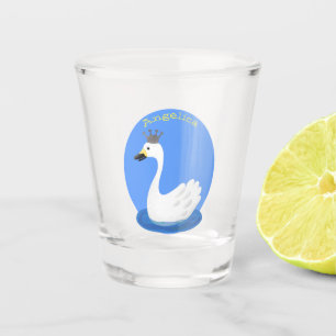 Verre A Shot Cute cygne blanc avec dessin de la couronne