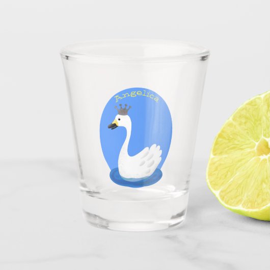 Verre A Shot Cute cygne blanc avec dessin de la couronne (Devant)