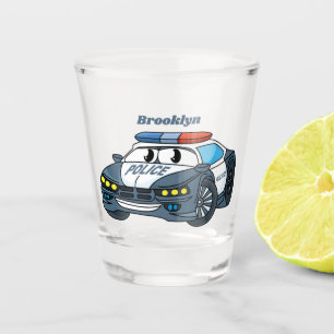 Verre A Shot Cute happy police car cartoon illustration