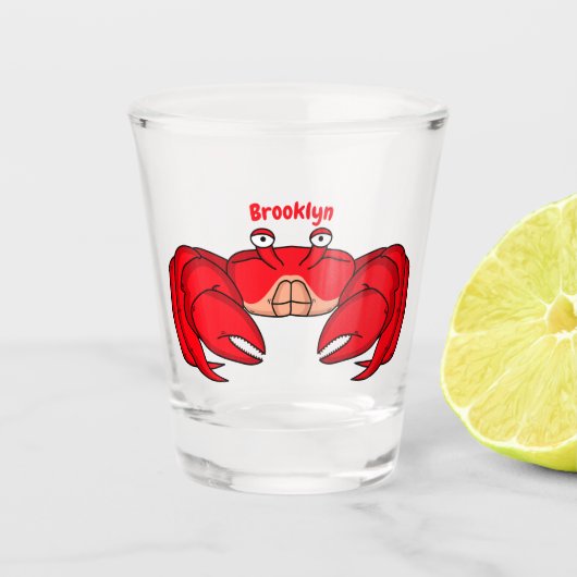Verre A Shot Cute red crab cartoon illustration (Devant)