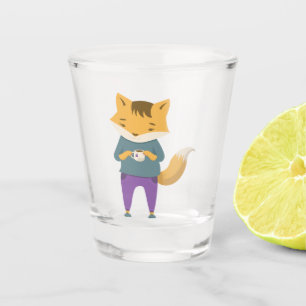 Verre A Shot Cute renard avec tasse de thé