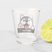 Verre A Shot Cute Siberian Husky nom personnalisé (Dos)