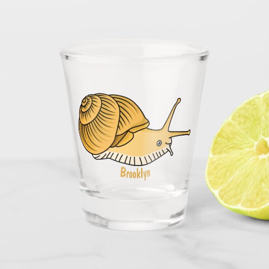 Verre A Shot Cute yellow snail cartoon (Devant)