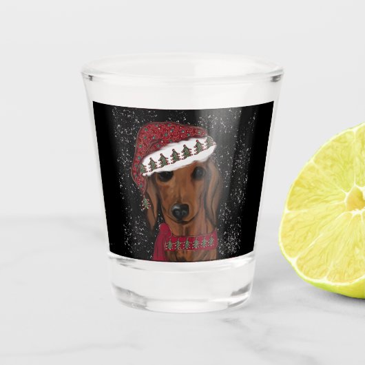 Verre A Shot Dachshund Rouge (Devant)