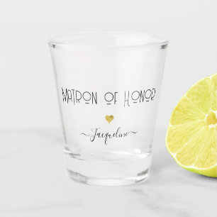 Verre A Shot Dame d'Honneur de Script Moderne Or Chic Nom de Co